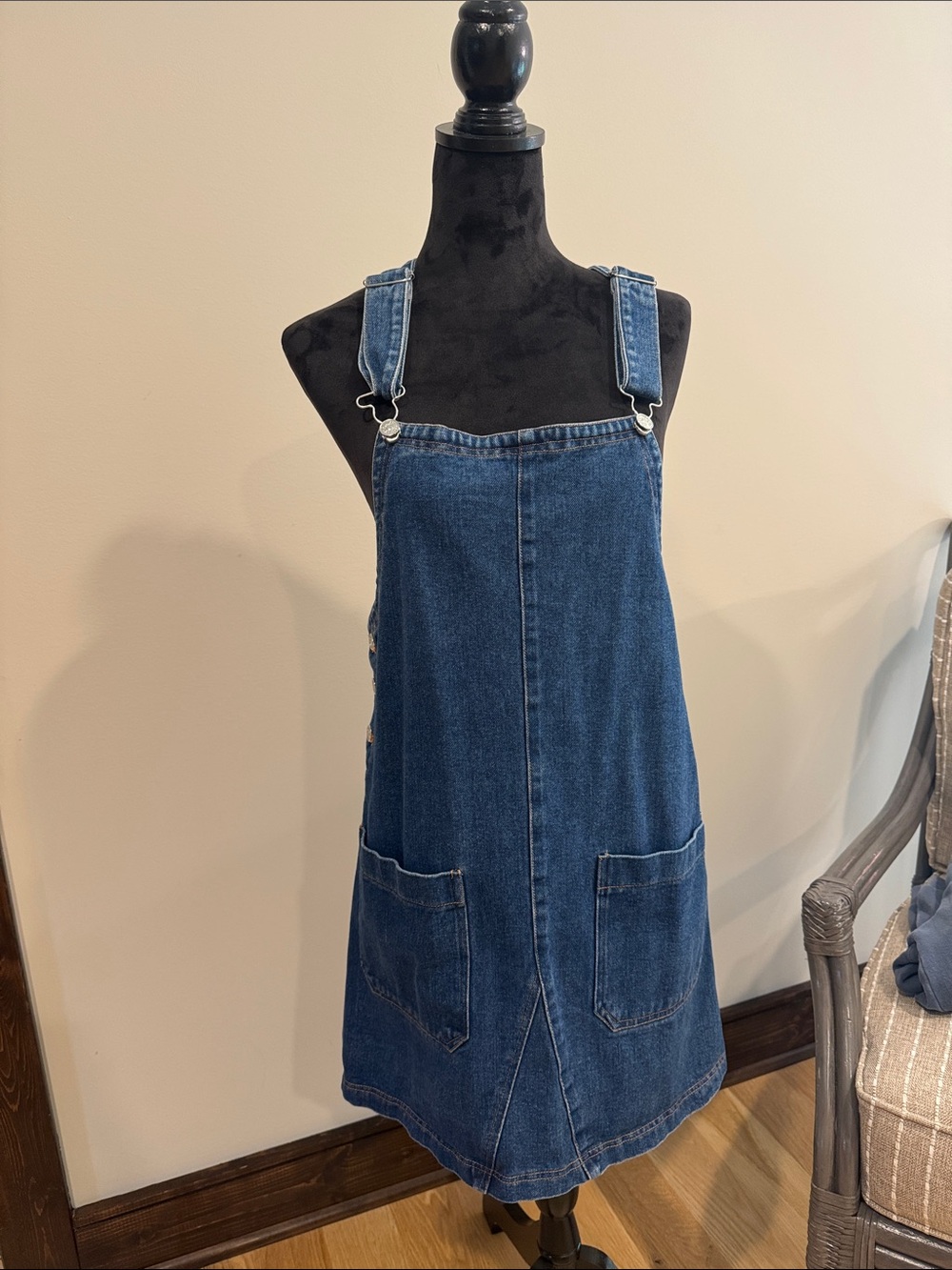 Denim Pinafore Dress - Blue